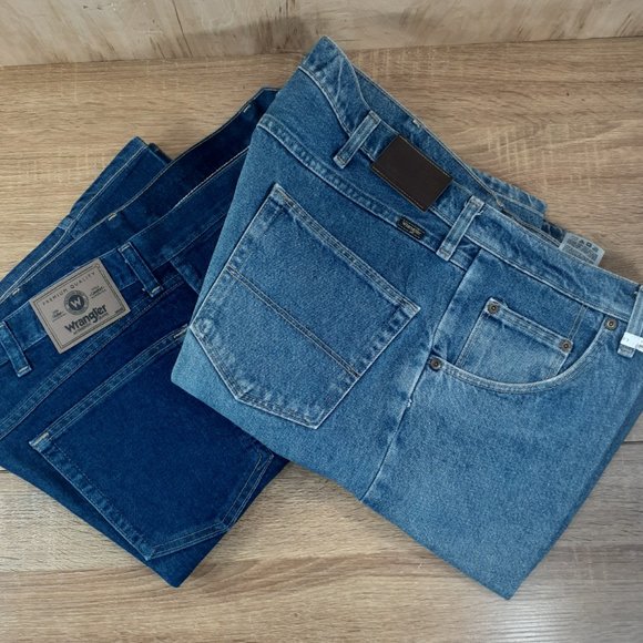 Jean - 2 Pairs Wrangler Regular Fit (W/ Starch) Jeans Premium Denim 38" x 32" - Picture 3 of 14